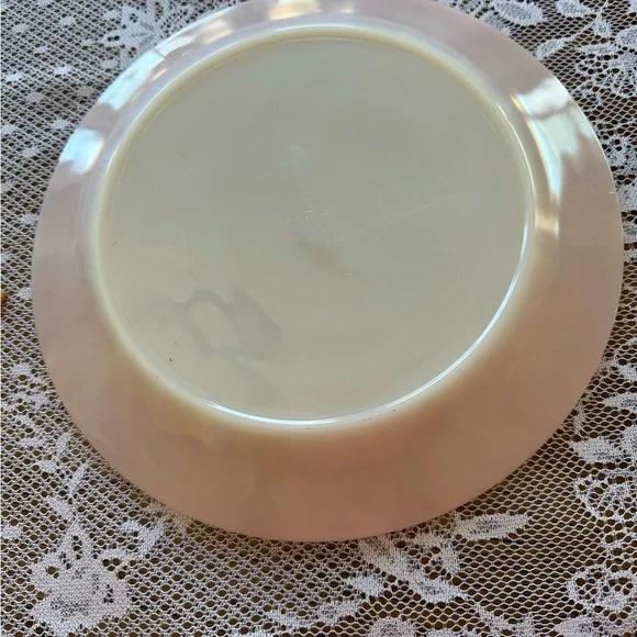 Rare Find- Set of 4 Fire King Pink Swirl Dinner Plates 9" Vintage 1950's